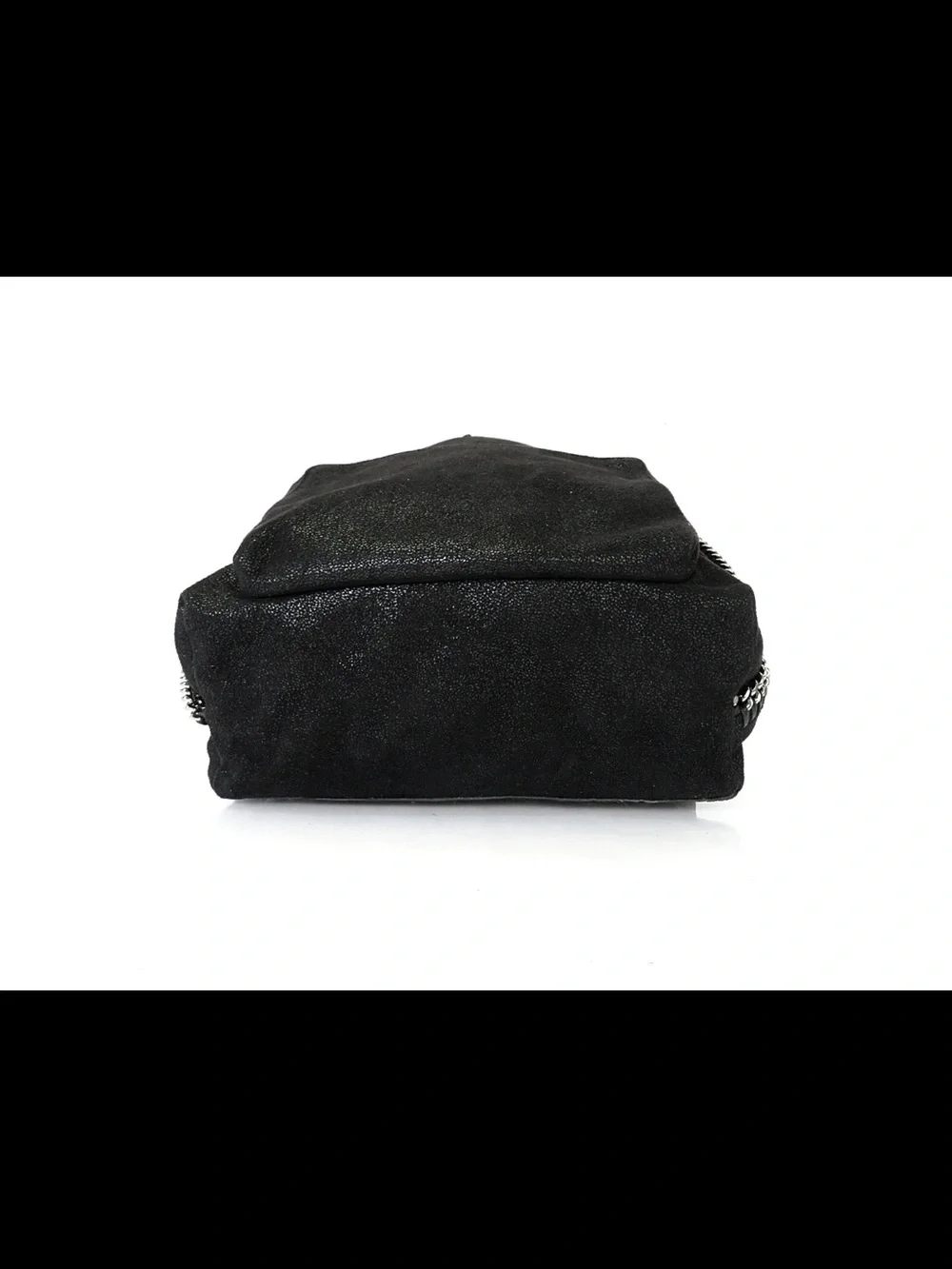 Stella McCartney Black Suede Backpack with Silver Chain Trim